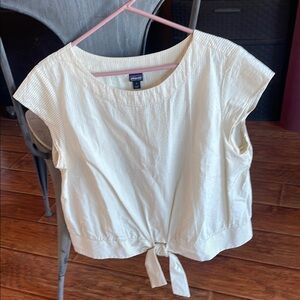 Women's Ivory Top with Tie Detail